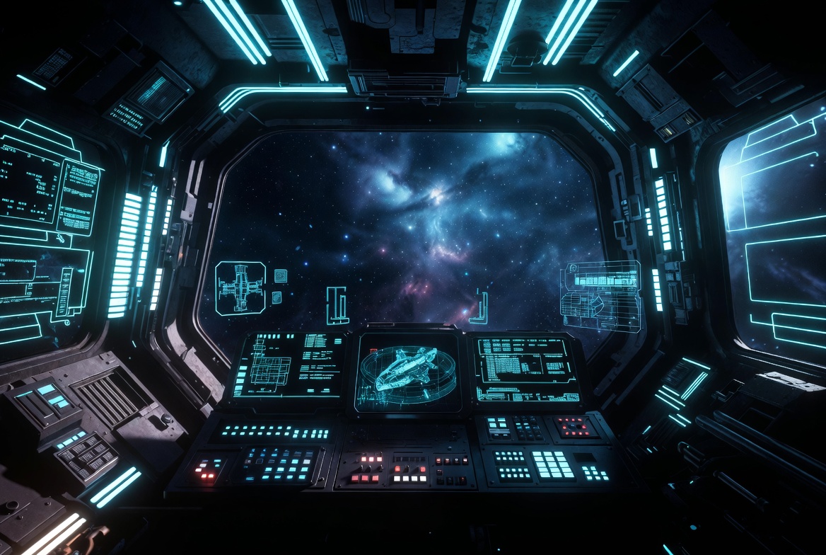 Cockpit view of deep space